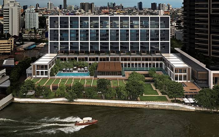 Capella Bangkok riverside building and water, with every room facing the Chao Phraya River
